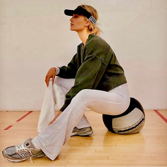 NWT free people good karma flared high waist Heather light grey pants leggings - Picture 3 of 16